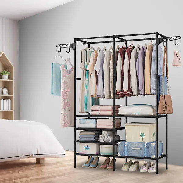 Metal Garment Rack with Shelves, Black - image 3