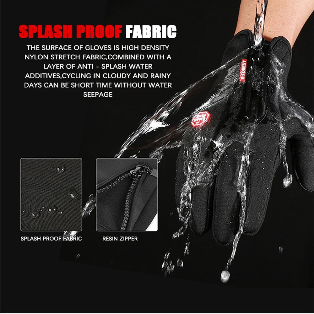 Windproof Touchscreen Fleece-Lined Gloves, Black, Size M - image 3