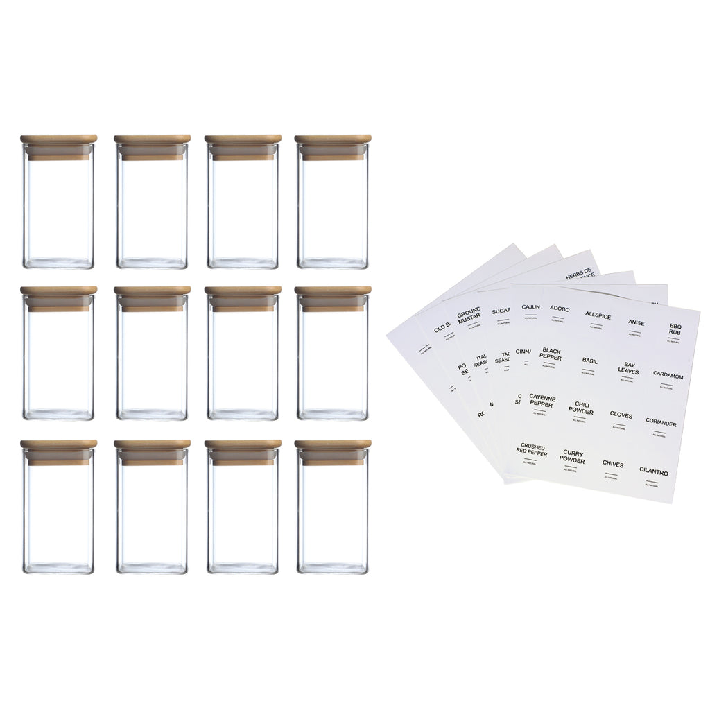 Square Glass Spice Jars with Labels, 12 Pack - image 10