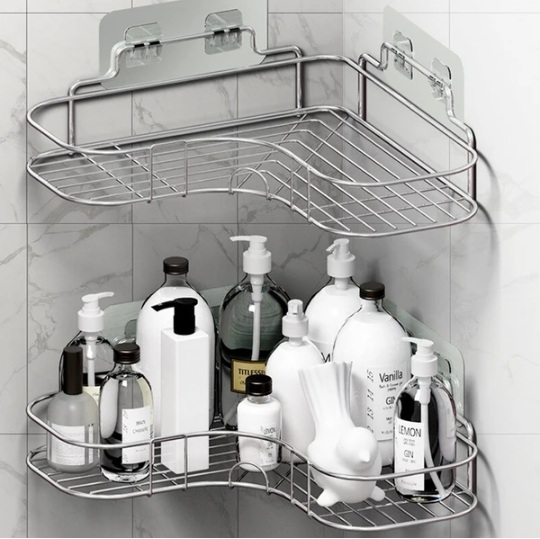 Corner Shower Caddy, Adhesive, Stainless Steel - image 4