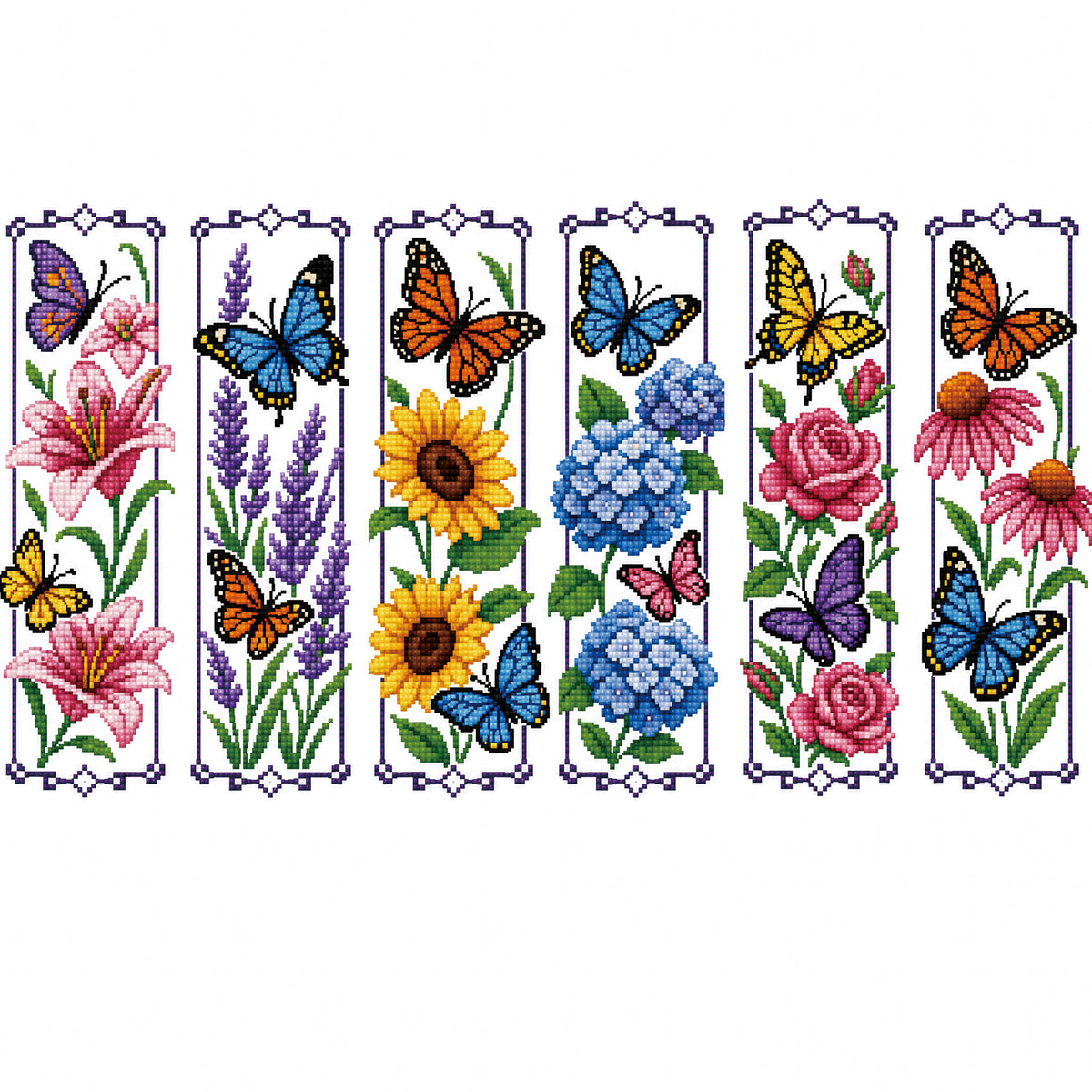 Butterfly Cross Stitch Bookmark Kit, 6 Pack - image 3