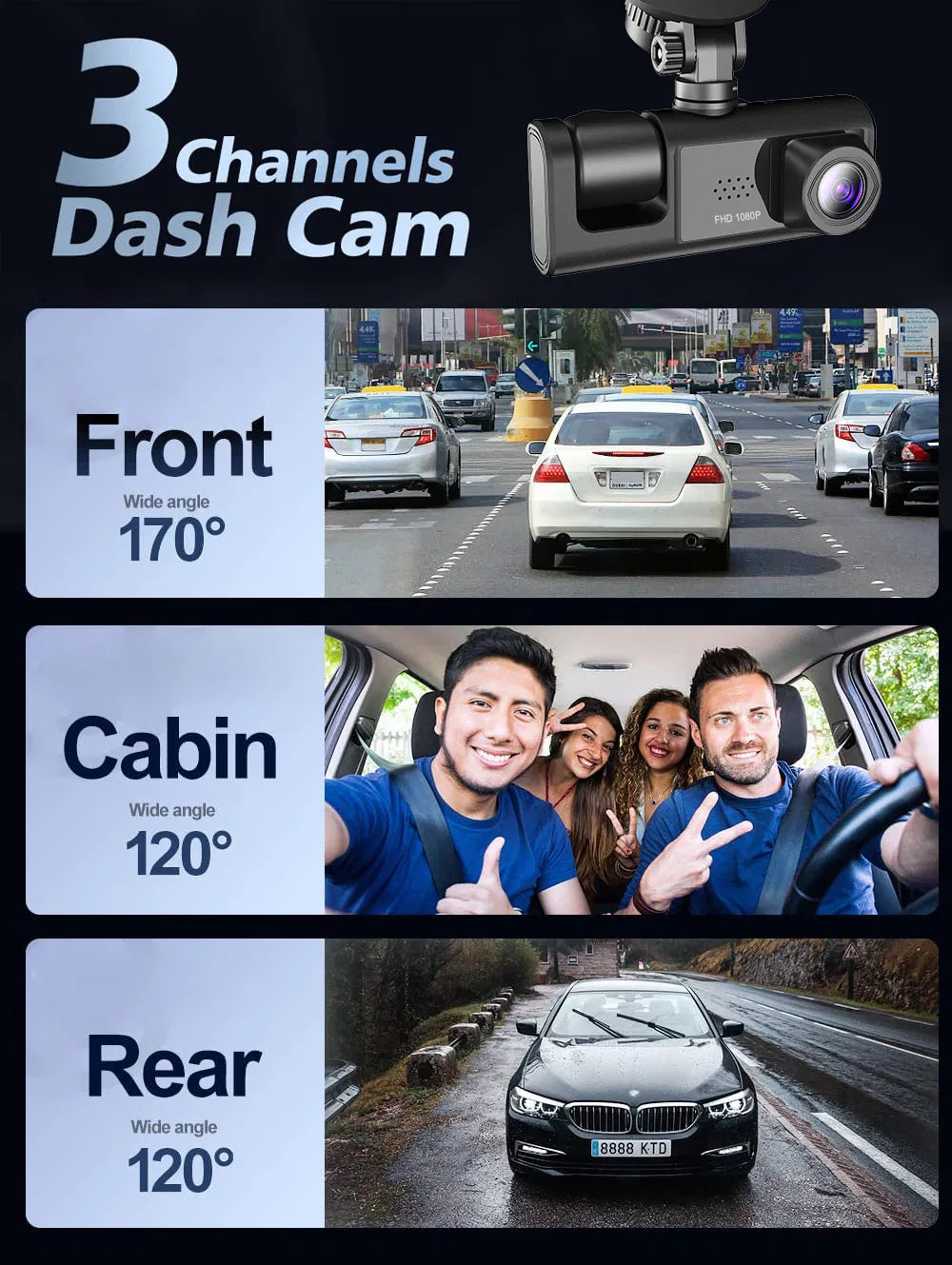 Dual-Lens 1080P Dash Cam, Front & Inside - image 7