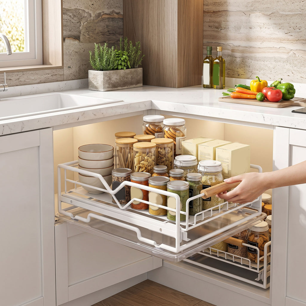 Pull-Out Under-Sink Organizer with Drip Tray, White - image 4