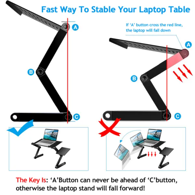 Adjustable Folding Laptop Desk with Mouse Board