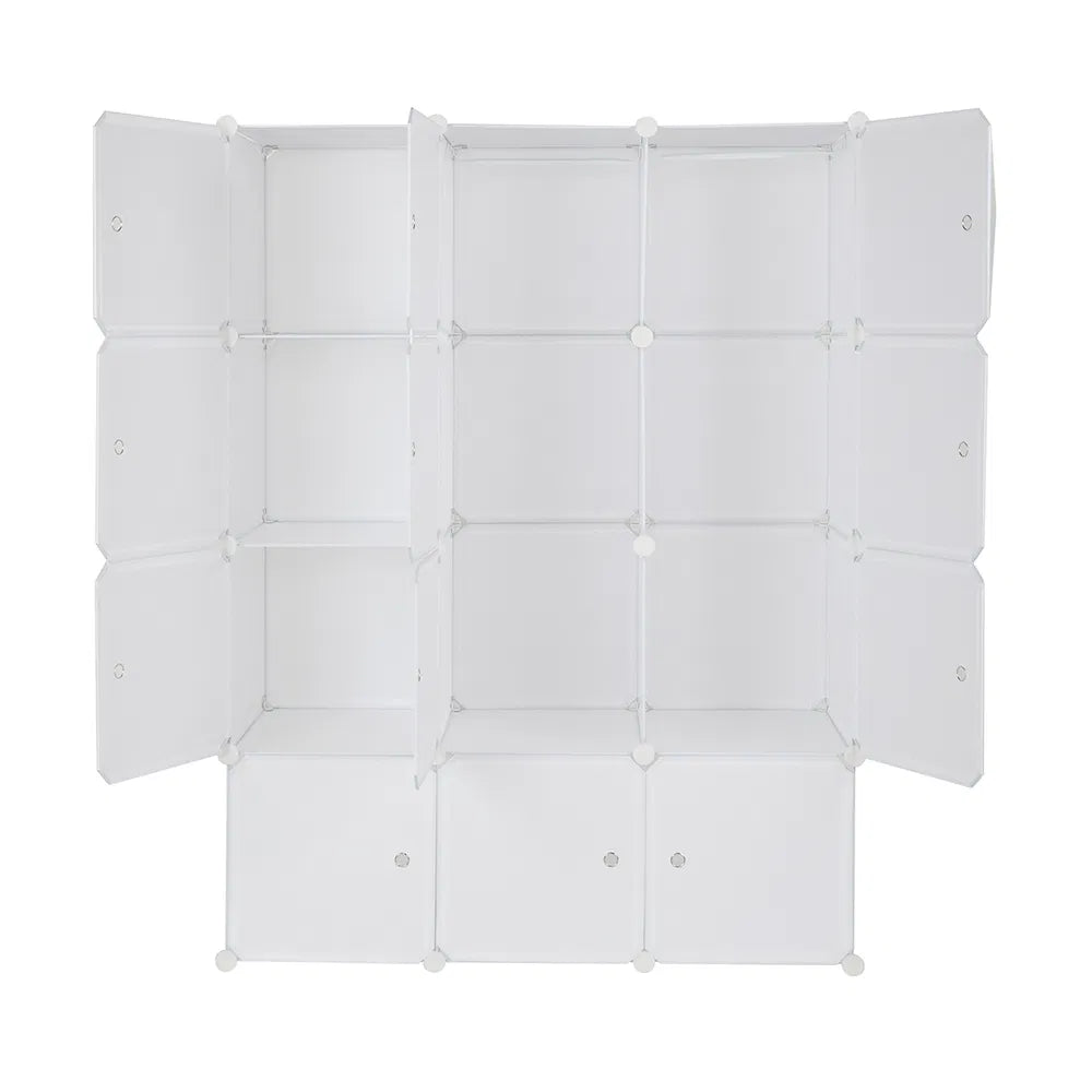 12 Cube Storage Organizer with Hanging Rod, White
