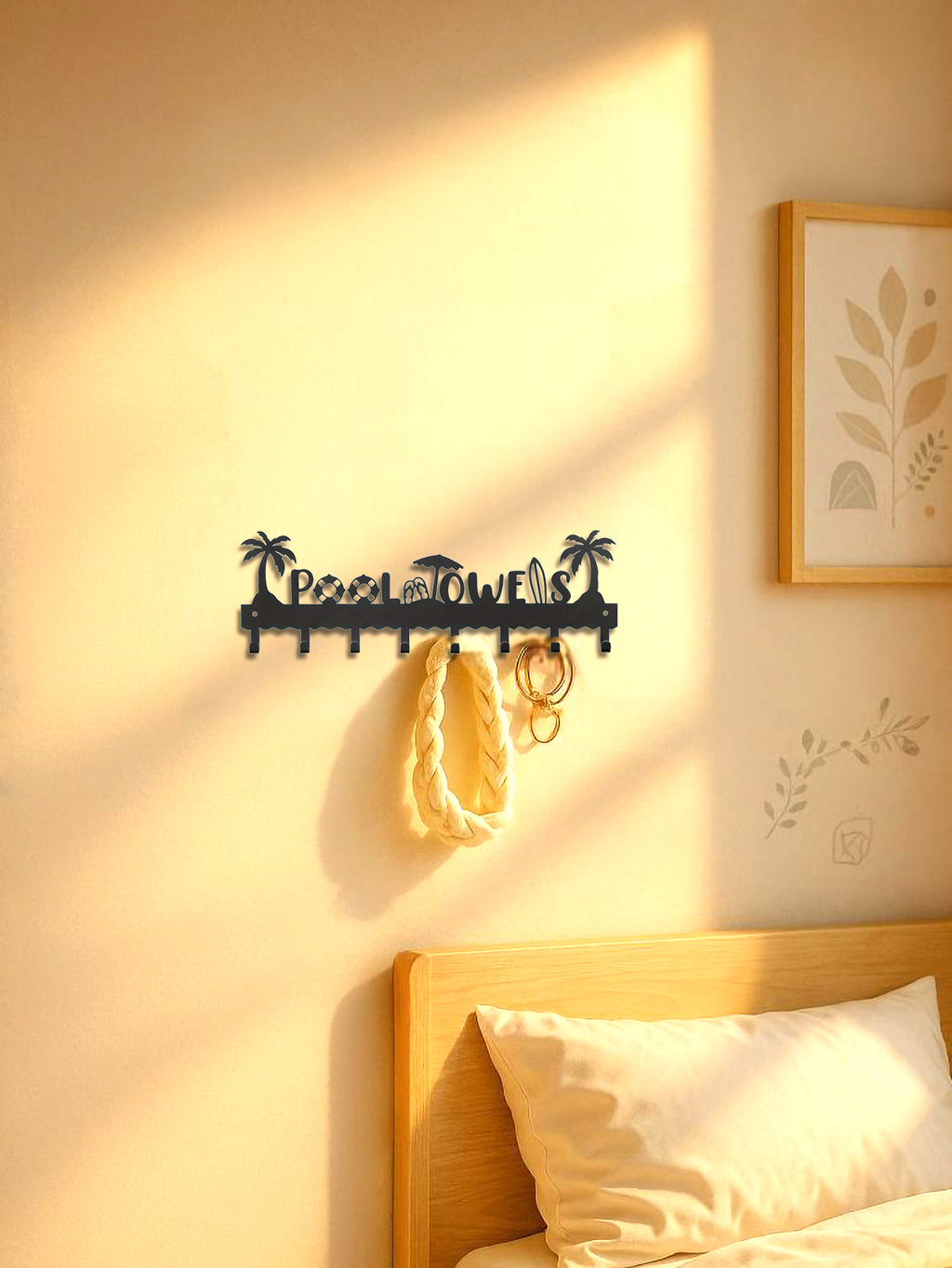 Pool Towels Wall Rack, Beach Theme, 8 Hooks - image 3