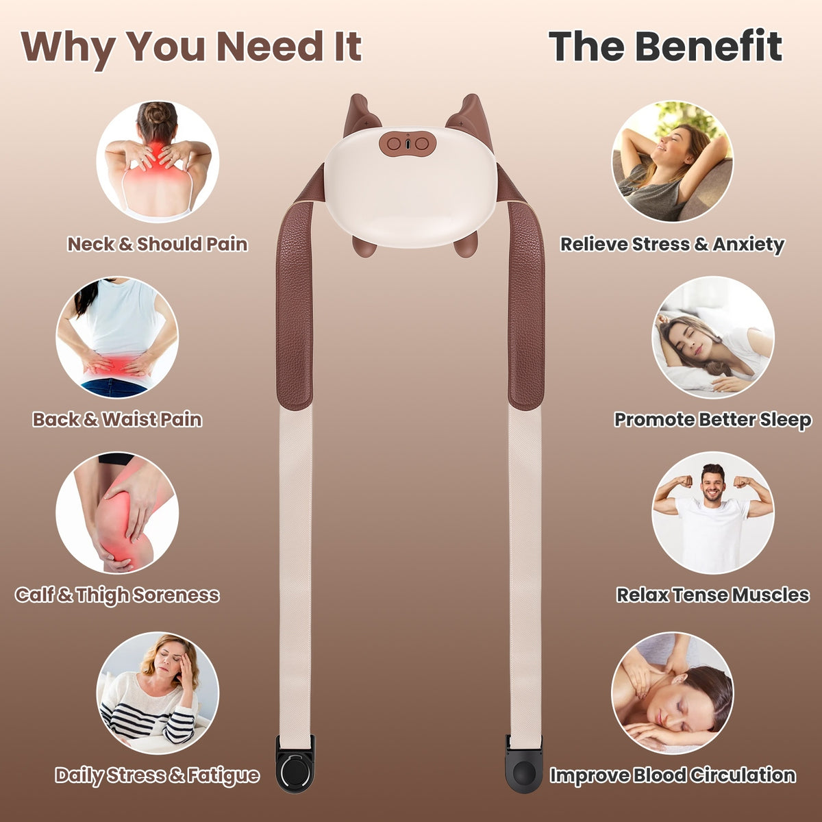 Cordless Shiatsu Neck Massager with Heat