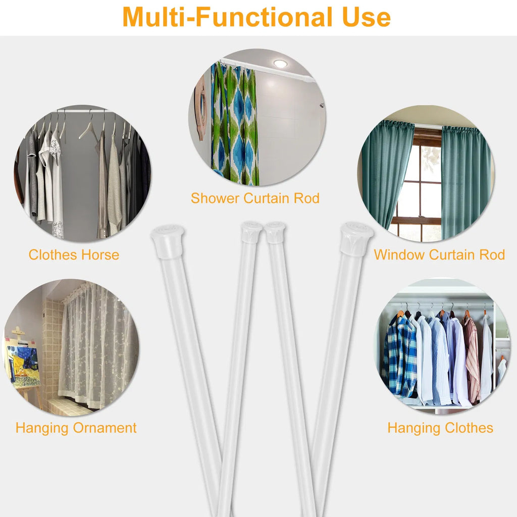 Spring Tension Curtain Rod, White