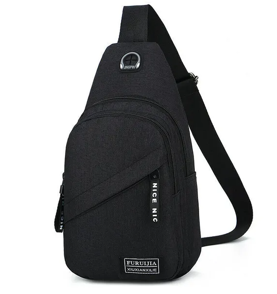 Canvas Sling Chest Bag, Black - image 4