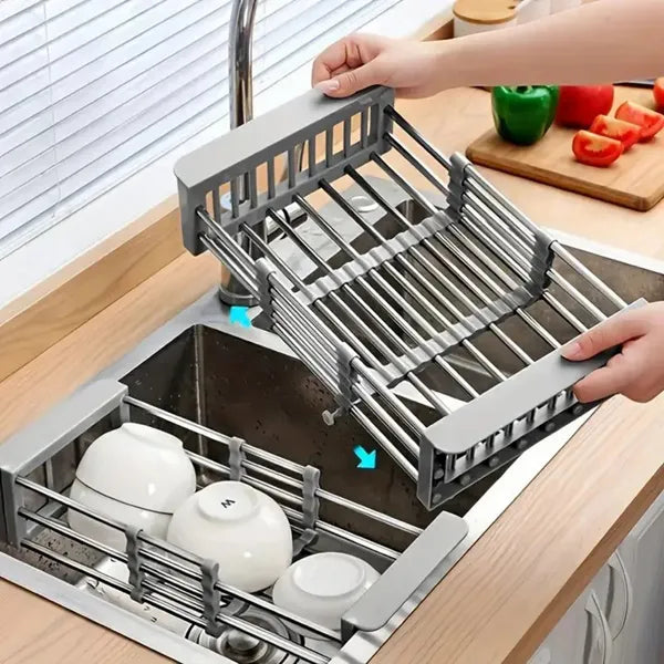 Expandable In-Sink Dish Drying Rack, Stainless Steel