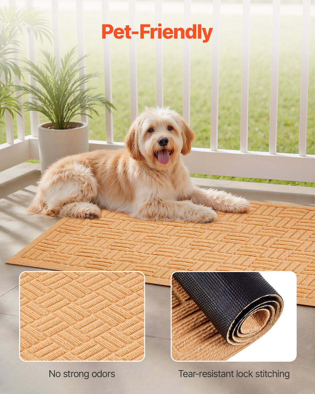 Non-Slip Front Door Mat, 29.5 x 17.7 in, Beige