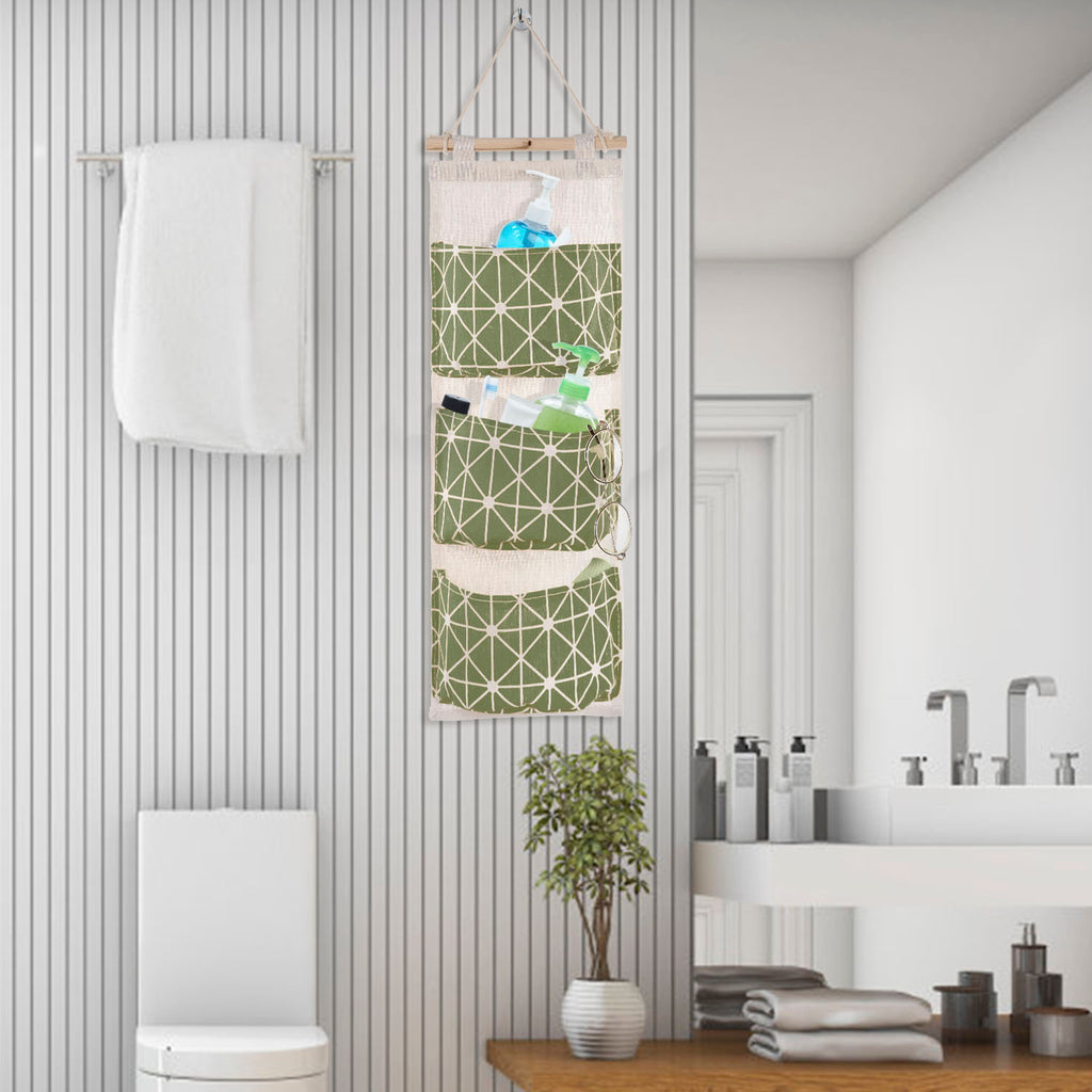 Wall Hanging Storage Organizer, 3 Pockets, Green - image 4