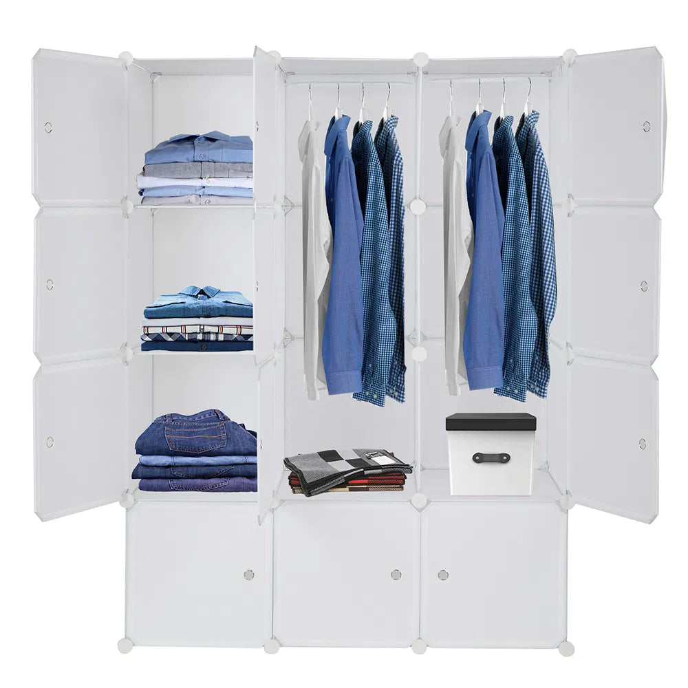 12 Cube Storage Organizer with Hanging Rod, White - image 8