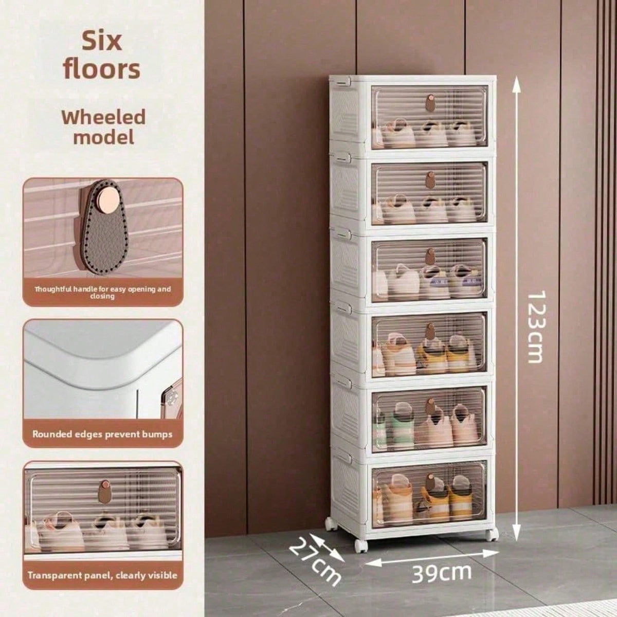 Clear Stackable Shoe Storage Cabinet, 3 Tier - image 2