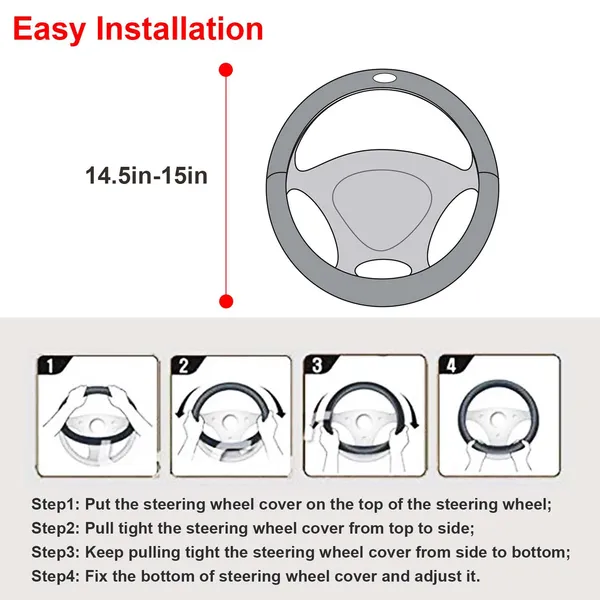 Perforated Faux Leather Steering Wheel Cover, 14.5-15 in