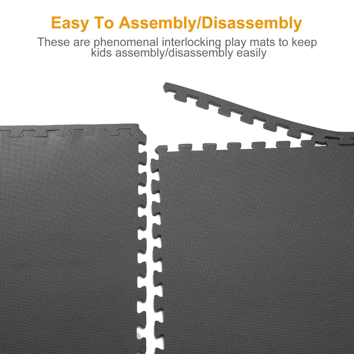 Puzzle Exercise Mat, 4 Interlocking Tiles, Grey