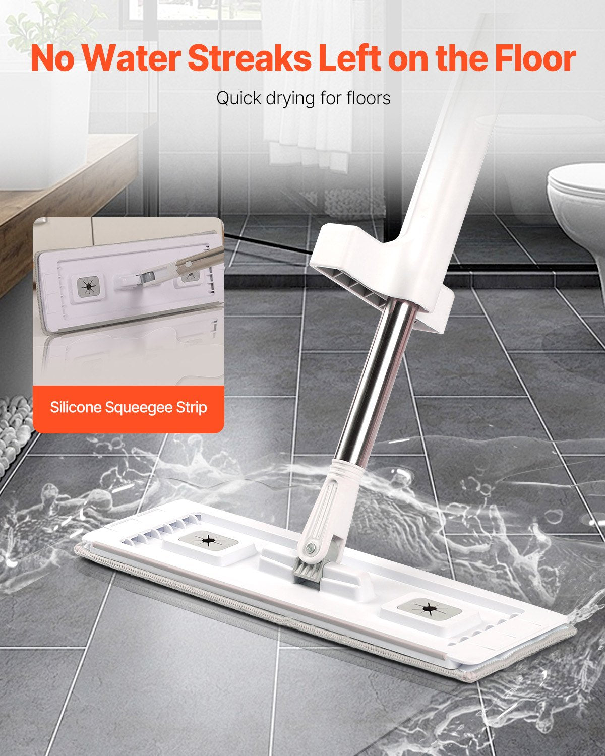 Self-Wringing Flat Mop with 4 Microfiber Pads - image 2