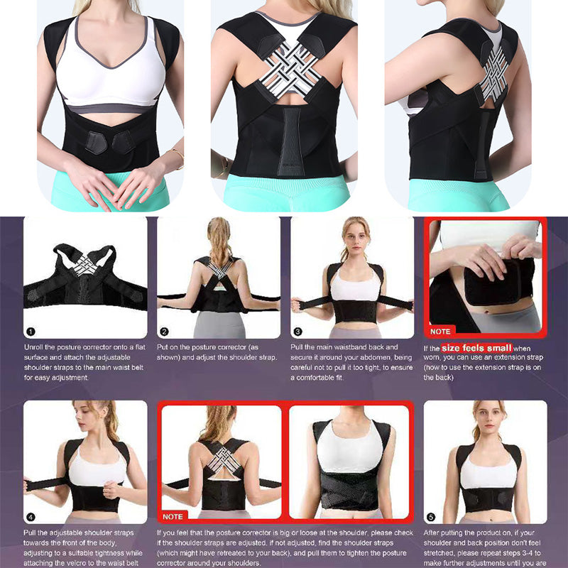 Adjustable Posture Corrector Back Brace, Black, Size M - image 2