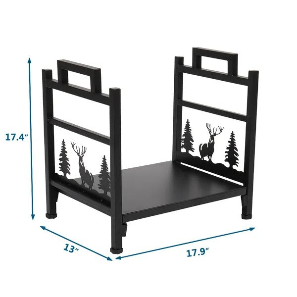 Firewood Log Holder, Deer and Tree Design, Black - image 6