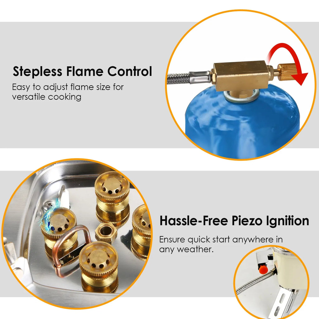 Foldable Camping Gas Stove, Beige - image 4