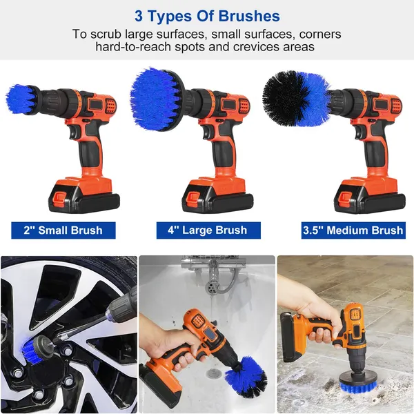 Drill Brush Attachment Set, 3 Piece, Blue - image 5