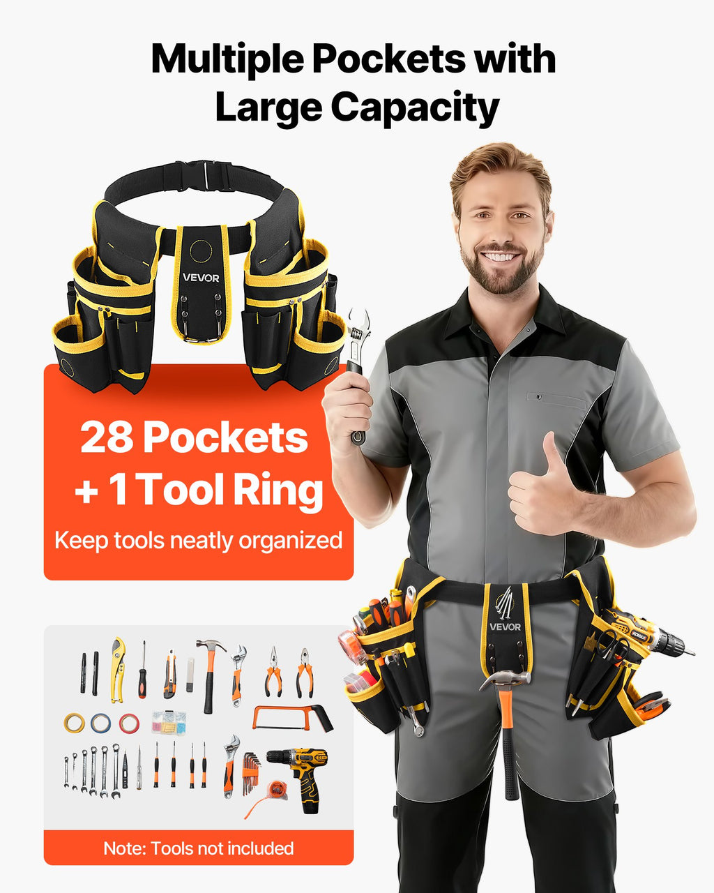 Magnetic Tool Belt, 28 Pockets