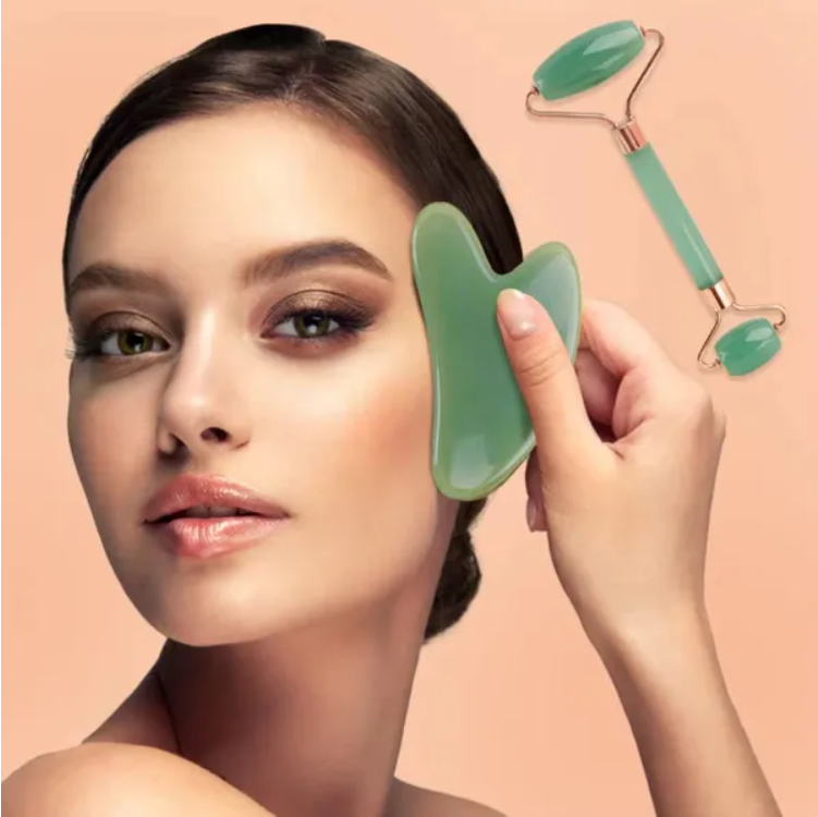 Jade Roller and Gua Sha Set, Green - image 3