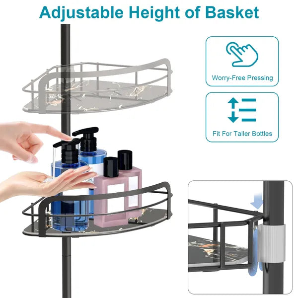 Corner Shower Caddy with Tension Pole, 4 Shelves - image 5