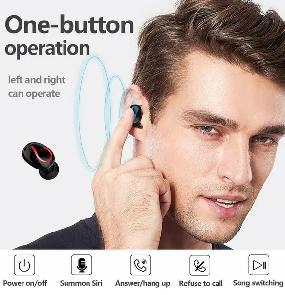 Wireless Earbuds with LED Charging Case, Black