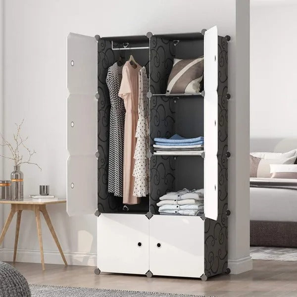 8-Cube Storage Organizer with Hanging Rod, White - image 4
