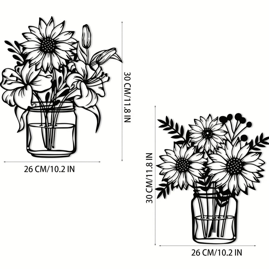 Sunflower Metal Wall Art, Black - image 5