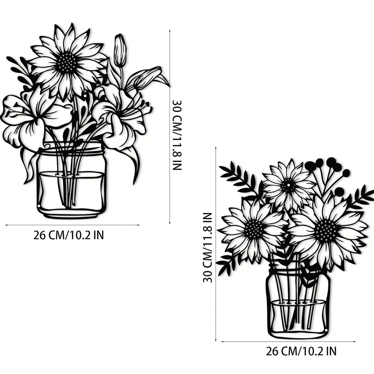 Sunflower Metal Wall Art, Black - image 5