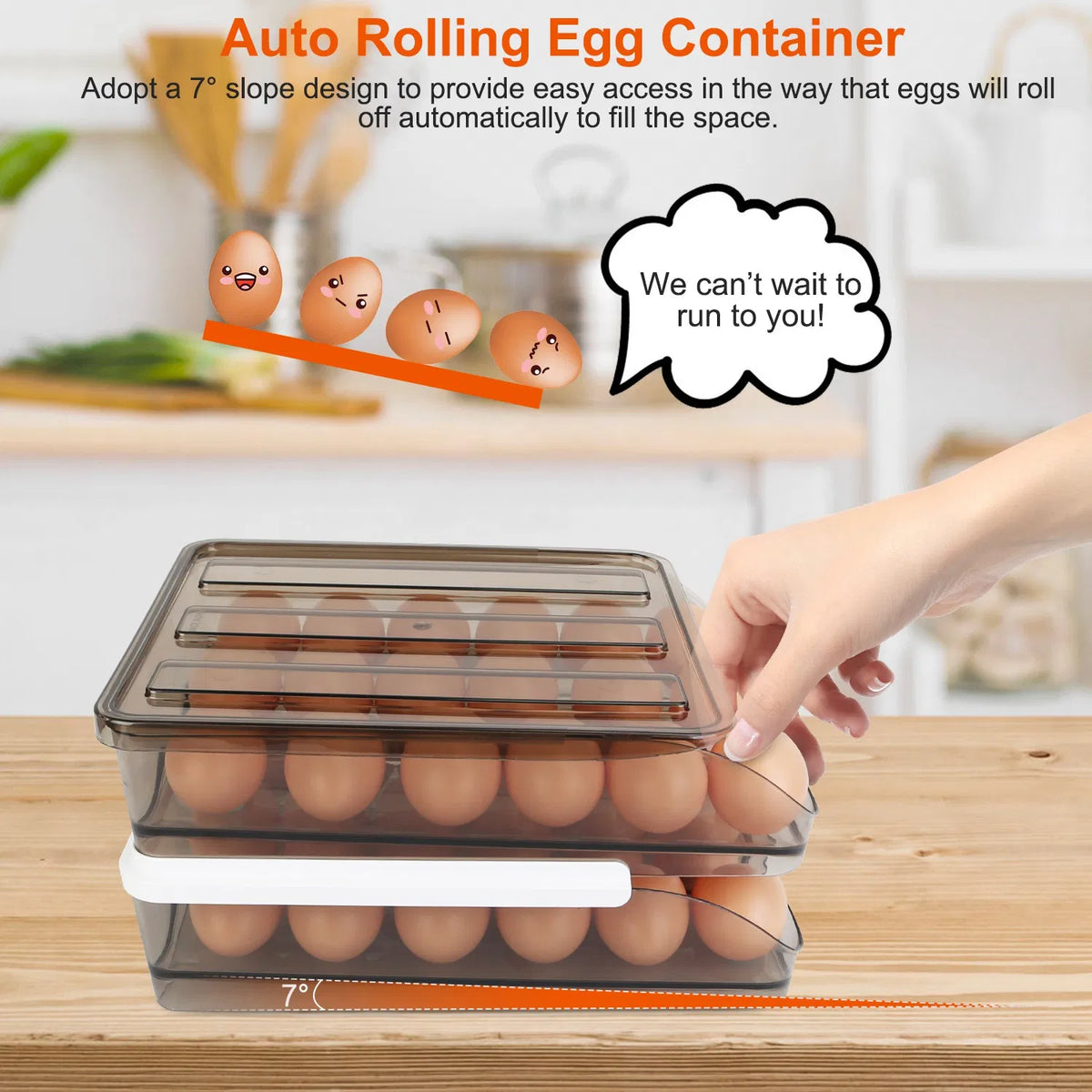 Rolling Egg Holder for Fridge, 2 Tier, 36 Eggs - image 6