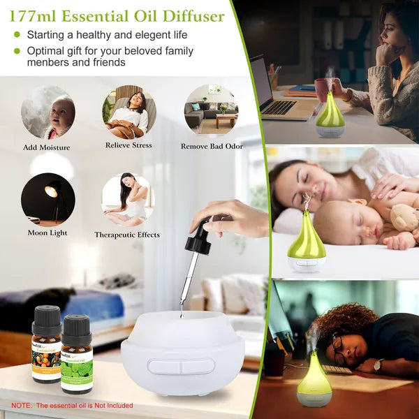 Drop-Shaped Cool Mist Diffuser, 177 ml, Green - image 4
