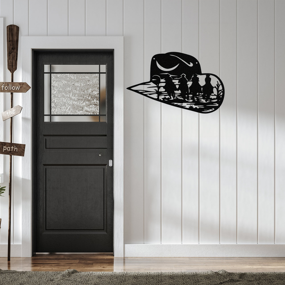 Western Cowboy Hat Metal Wall Art, Black - image 5