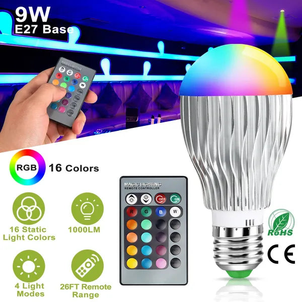 RGB Color Changing LED Bulb with Remote, 9W - image 4