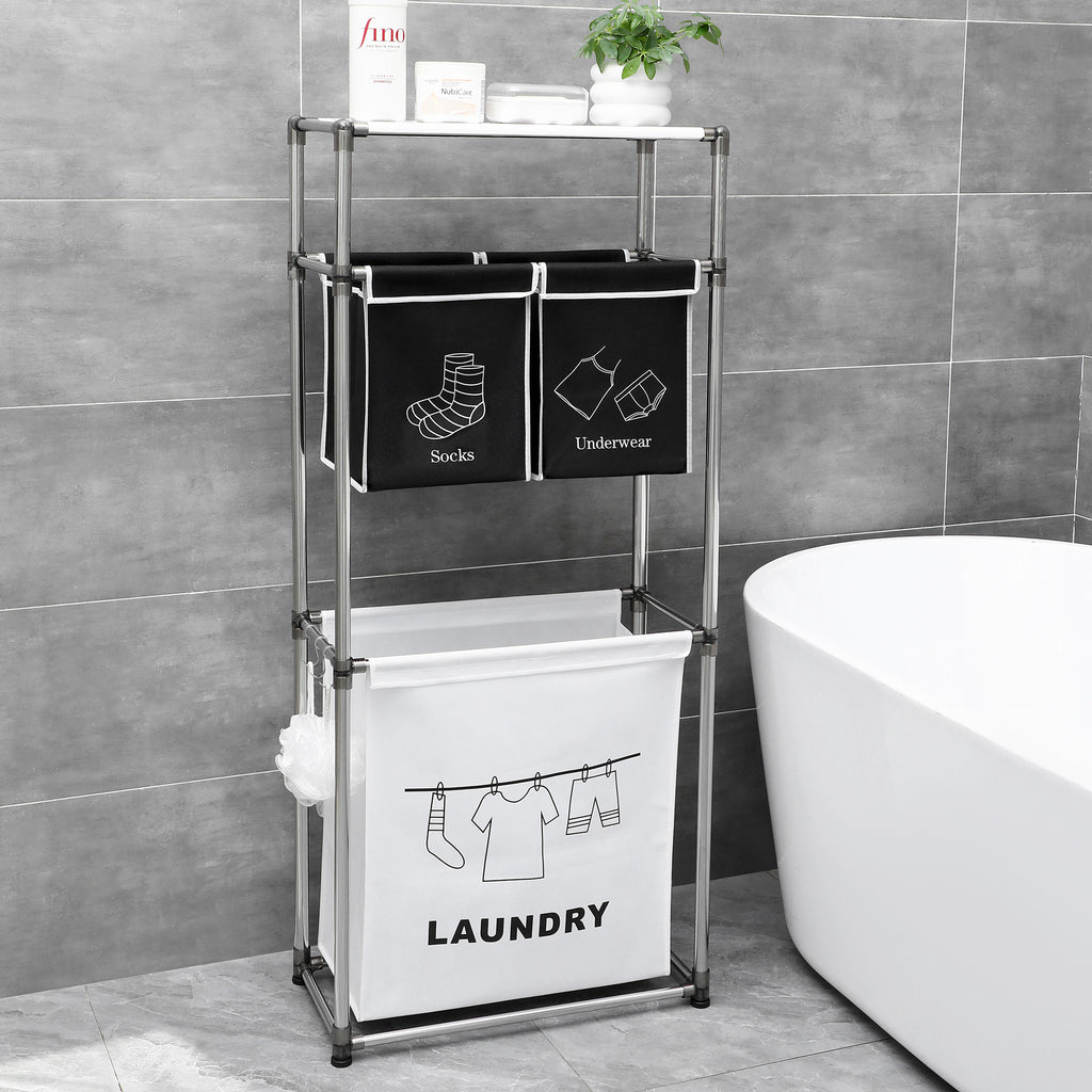 3-Tier Laundry Sorter with 4 Removable Bags - image 2