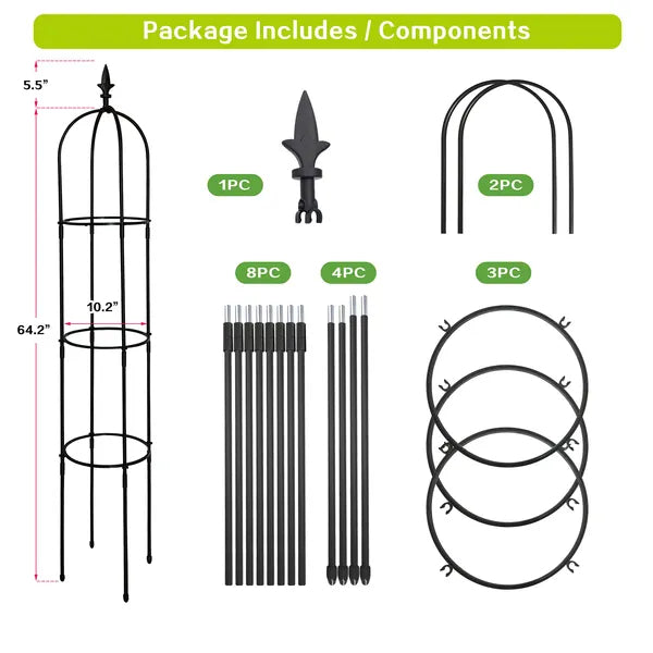 Garden Obelisk Trellis, 6.2 ft, Black - image 3