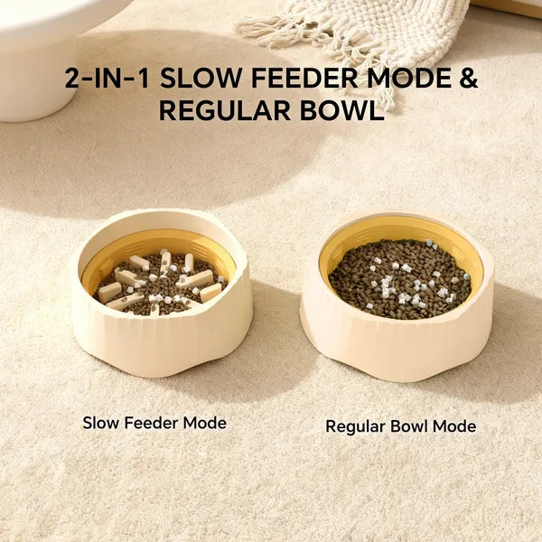 2-in-1 Cat Slow Feeder Bowl, White - image 5