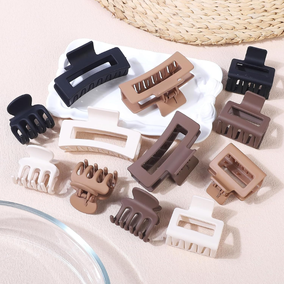 Hair Claw Clips, 12 Pack, Neutral Colors - image 4