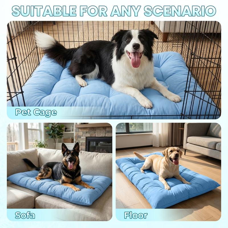 Quilted Dog Bed Mat, XXL, Blue - image 3