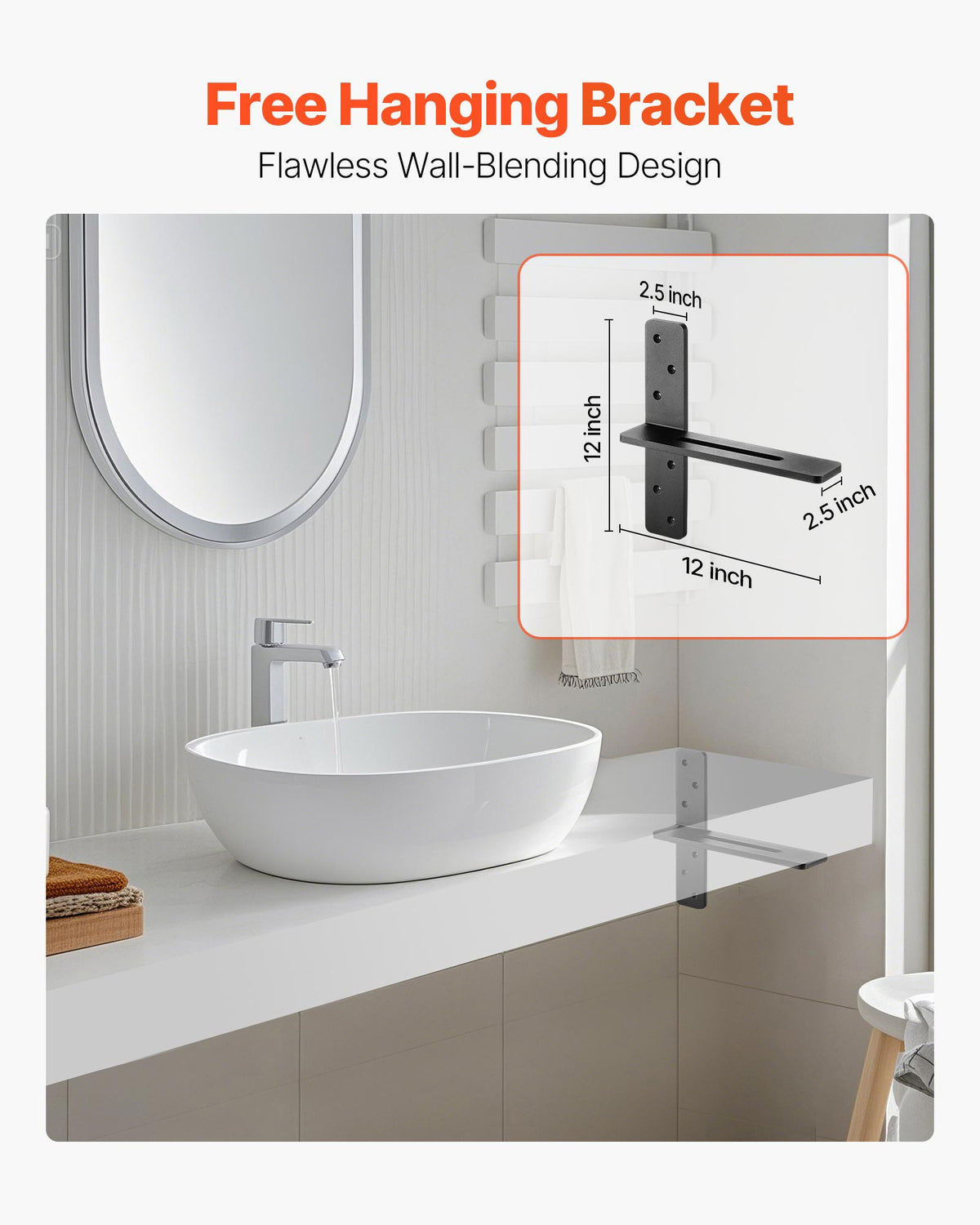 Floating Shelf Brackets, 12 in, 2 Pack - image 5