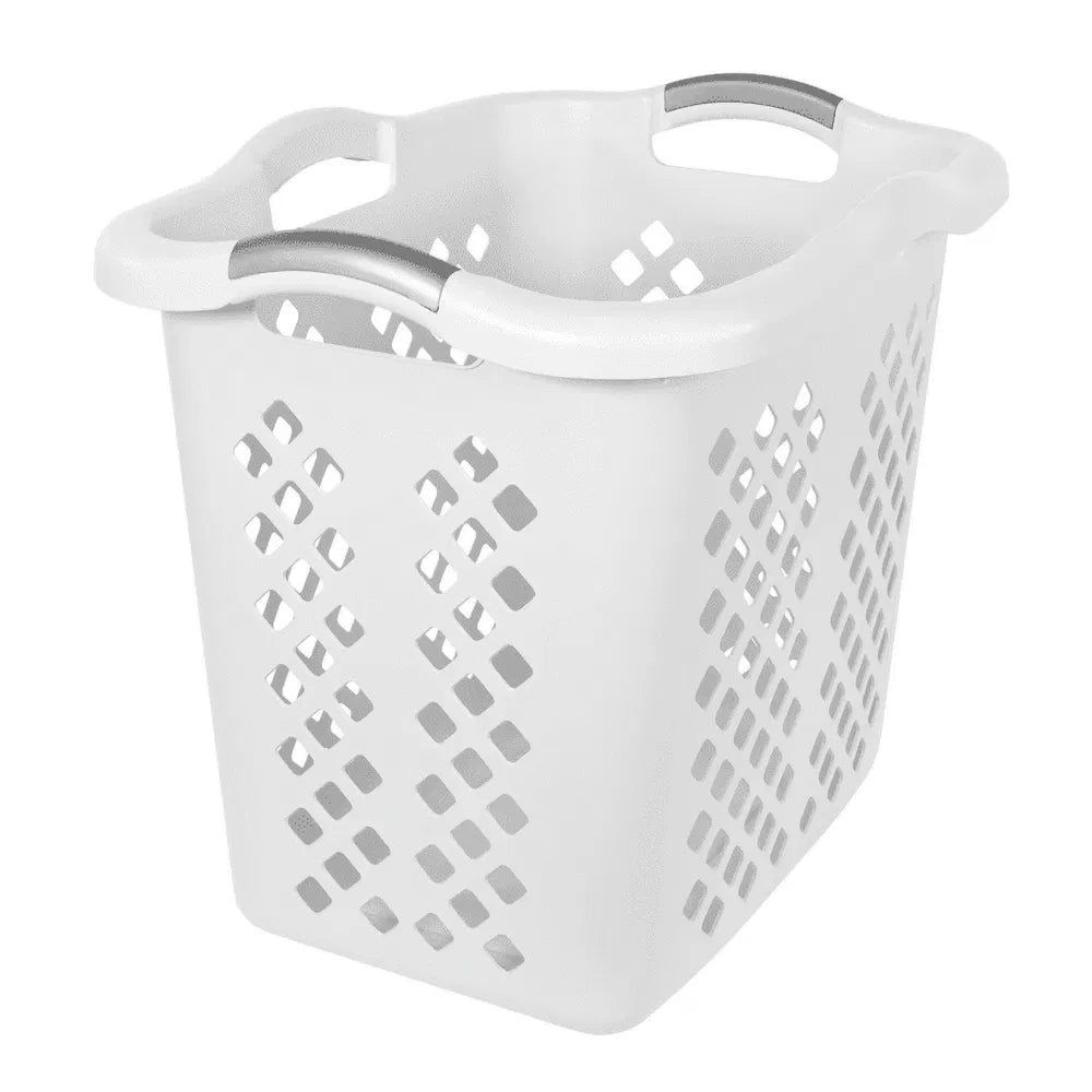 Tall Plastic Laundry Basket, 2 Bushel, 2 Pack, White - image 2