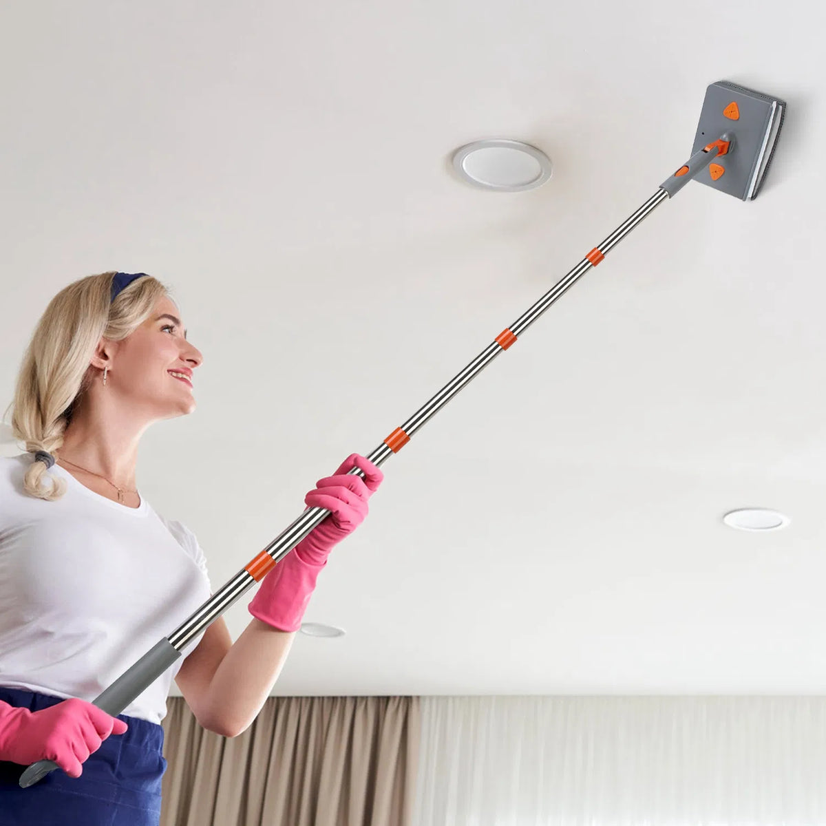 Baseboard and Wall Mop with Squeegee, Extendable Handle - image 2