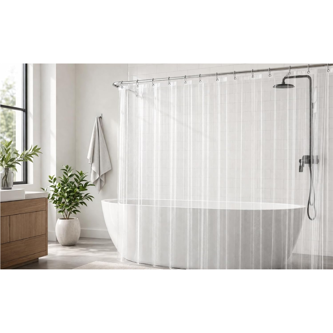 Clear PEVA Shower Curtain Liner with Magnets - image 8