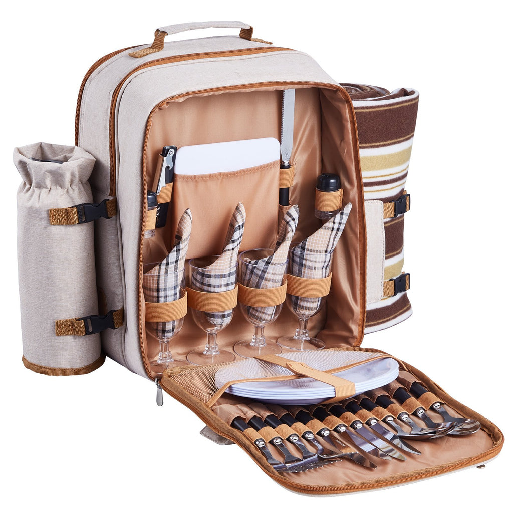 4-Person Picnic Backpack with Insulated Cooler - image 7