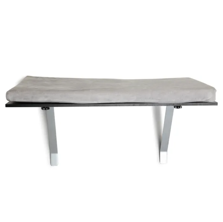 Cat Window Perch Shelf with Cushion, Black and Grey - image 10