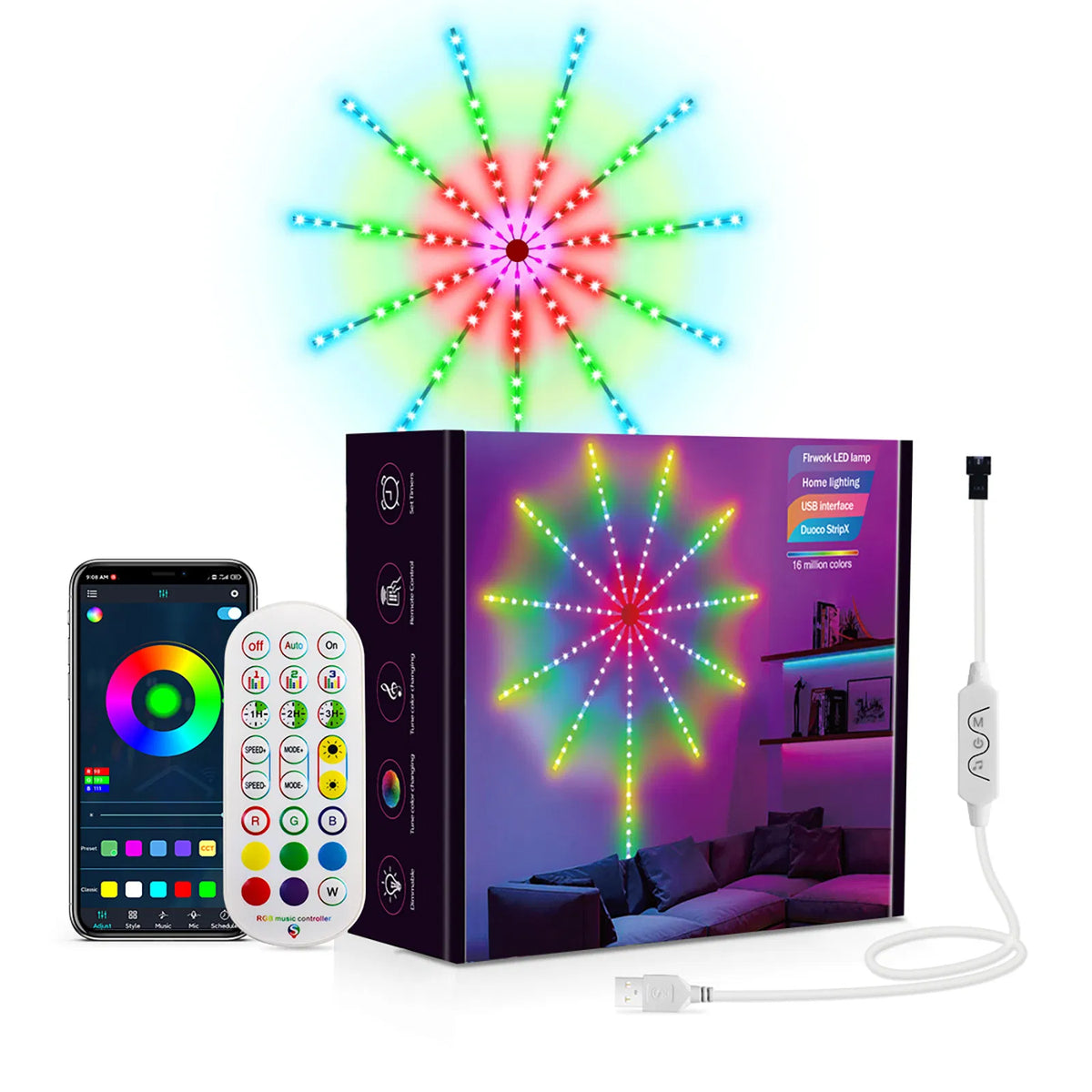LED Firework Lights with Music Sync - image 7