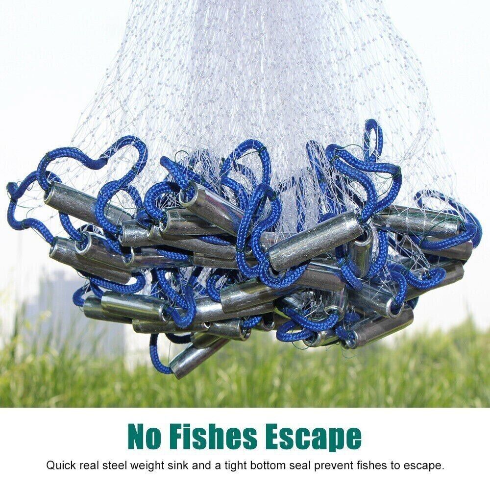 Fishing Cast Net, 6 ft, Nylon Mesh - image 9