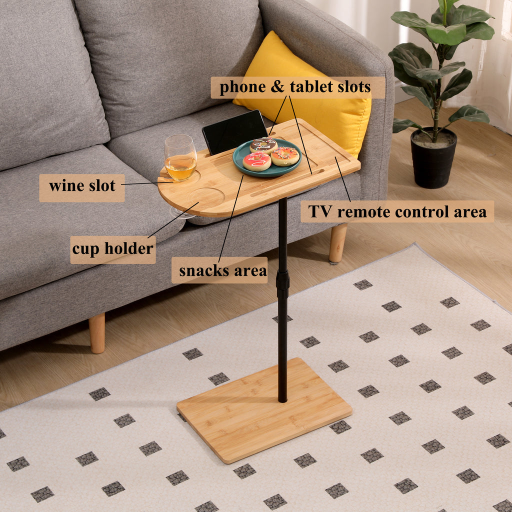 Bamboo C-Shaped Side Table, Height Adjustable - image 4